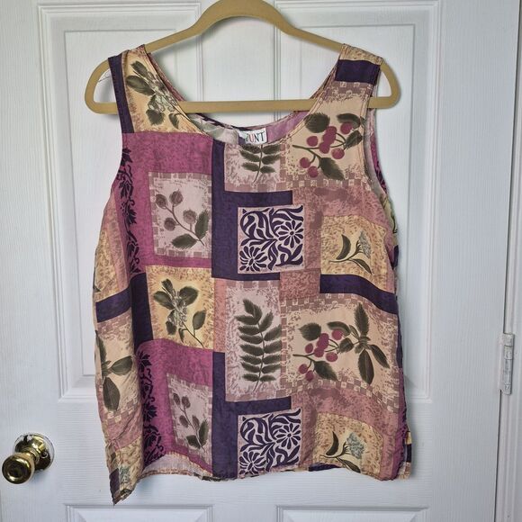 Stunt Womens Size Large Lightweight Soft Silk Sleeveless Tank Pink Purple - Picture 1 of 4